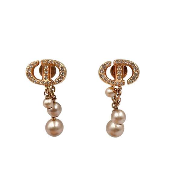 Christian Dior earrings CD NAVY metal/resin pearl for women.